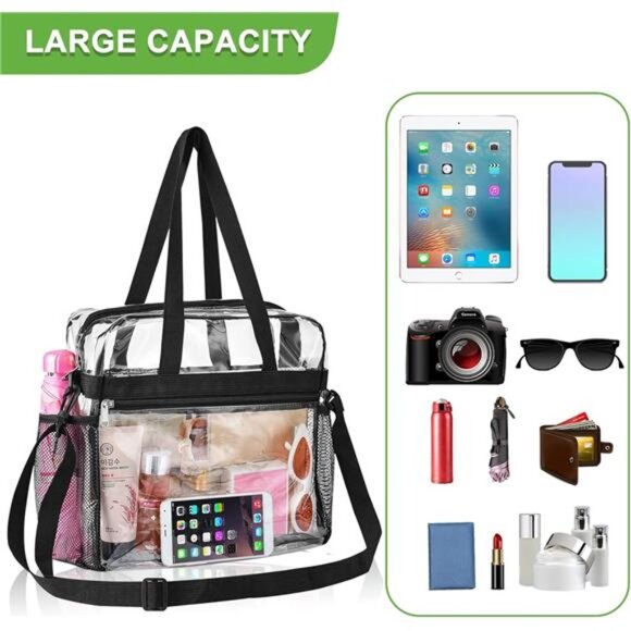 Clear Tote Bag Clear Bag Stadium Approved 12x6x12 Stadium Bag for Work,  Sports - Picture 5 of 7